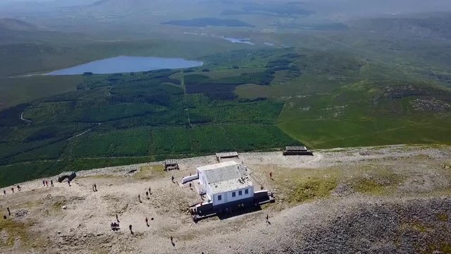 Circling around the Church atop a holy mountain in Ireland