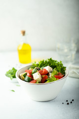 Homemade Greek salad with vegetables and Feta cheese
