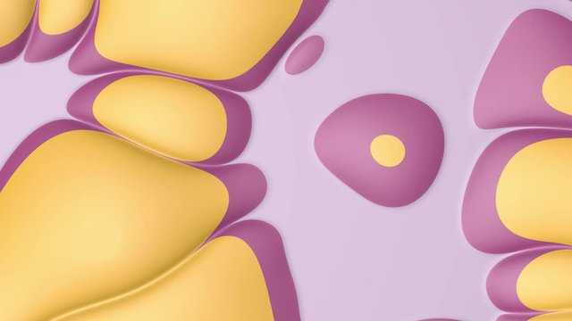 Abstract background with many different shapes that devide and collect endlessly on colorful backdrop, seamless loop. Stock animation. Process of cell devision.