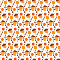 Fototapeta premium Seamless pattern with acorns. Vector illustration.