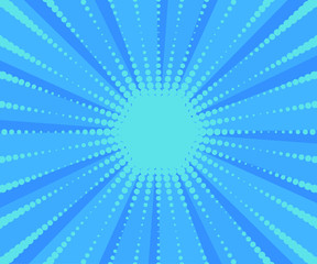 Colorful Abstract Rays Background. Blue tones. Vector illustration in retro comic style