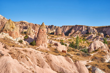 Rocks of Rose valley in Cappadocia, Turkey