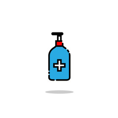 Disinfection. Hand sanitizer bottle icon, washing gel. Vector illustrationDisinfection. Hand sanitizer bottle icon, washing gel. Vector illustration	
