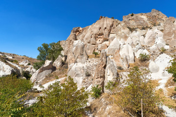 Fototapeta na wymiar Mountain with pigeon nests in Cappadocia