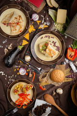 Mexican food mix colorful background Mexico