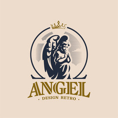 Obraz premium Angel child prays standing on his knee.