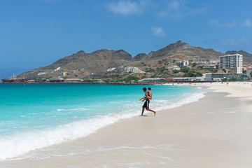 Laginha beach in Mindelo, Sao Vicente Island, in Cape Verde on 10/01/2017