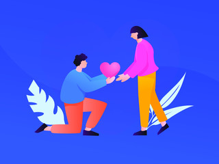 man and woman with heart