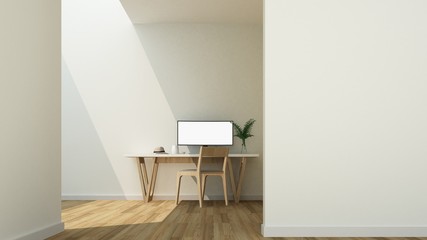 The interior relax space 3d rendering and white background minima Wall light  