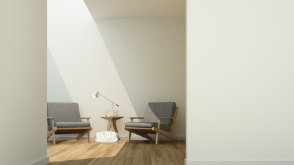 The interior relax space 3d rendering and white background minima Wall light  