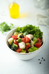 Homemade Greek salad with vegetables and Feta cheese