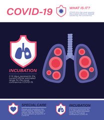 Covid 19 virus incubation at lungs vector design