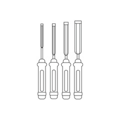 carpentry chisel kit. illustration for web and mobile design.