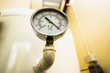 Pressure gauge or pressure indicator reading pressure square.