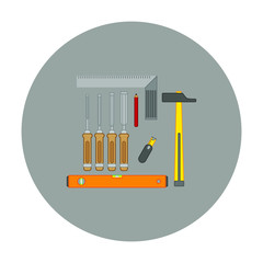 woodworking tool kit. illustration for web and mobile design.