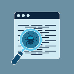 System bug concept. Code bug concept. Vector bug in the system. Bug searching