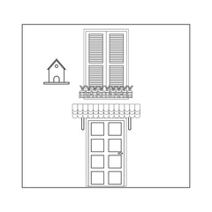 typical italian facade. illustration for web and mobile design.