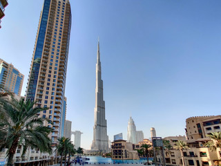 Downtown Dubai landmarks and tourist attractions - The Dubai Mall and the Fountain - The address -...