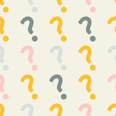 Vector seamless pattern with question marks. Monochrome hipster background. Cute background for textile print, wrapping paper, wall art design