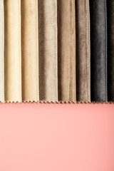 Cream and brown color tailoring leather tissues in catalog