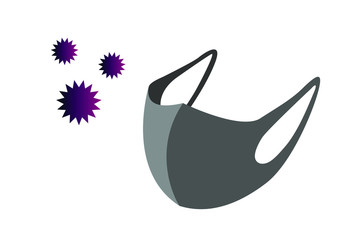 立体マスクとウイルスのイラスト