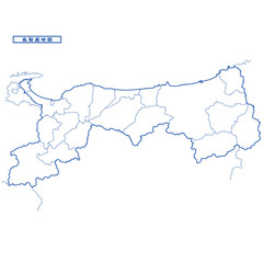 鳥取県地図 シンプル白地図 市区町村
