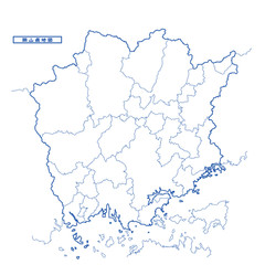 Obraz premium 岡山県地図 シンプル白地図 市区町村