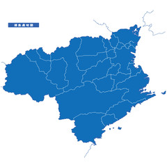 徳島県地図 シンプル青 市区町村