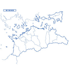 香川県地図 シンプル白地図 市区町村