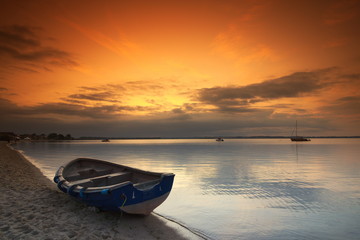 Orange sky and clouds at sunset time