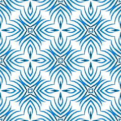 Summer exotic seamless border. Blue resplendent 