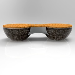 3d render bench GeoSphere vason double stand Marble Grey