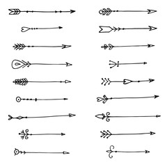 Hand drawn arrows set isolated on white