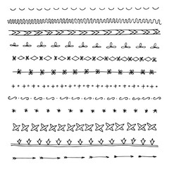 Fototapeta premium hand drawn borders dividers set of vector elements