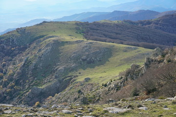 Fototapeta premium Pyrenees mountains landscape in the Albera Massif between France and Spain, Pyrenees-Orientales, Catalonia