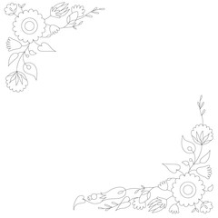 antistress coloring page with floral pattern and blank space