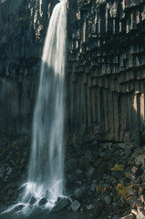 Fototapeta na wymiar Svartifoss waterfall surrounded by dark lava columns, Iceland