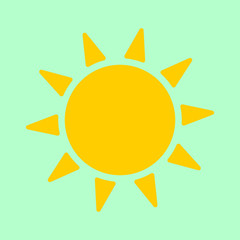 Sun icon, flat design template, vector illustration