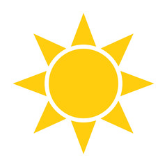 Sun icon, flat design template, vector illustration