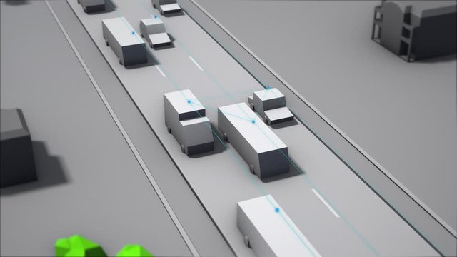 3D-Animation of traffic on the road with car connectivity simulation