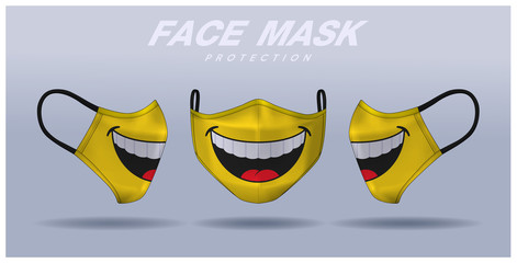 face mask design template, dust protection & breathing medical respiratory.