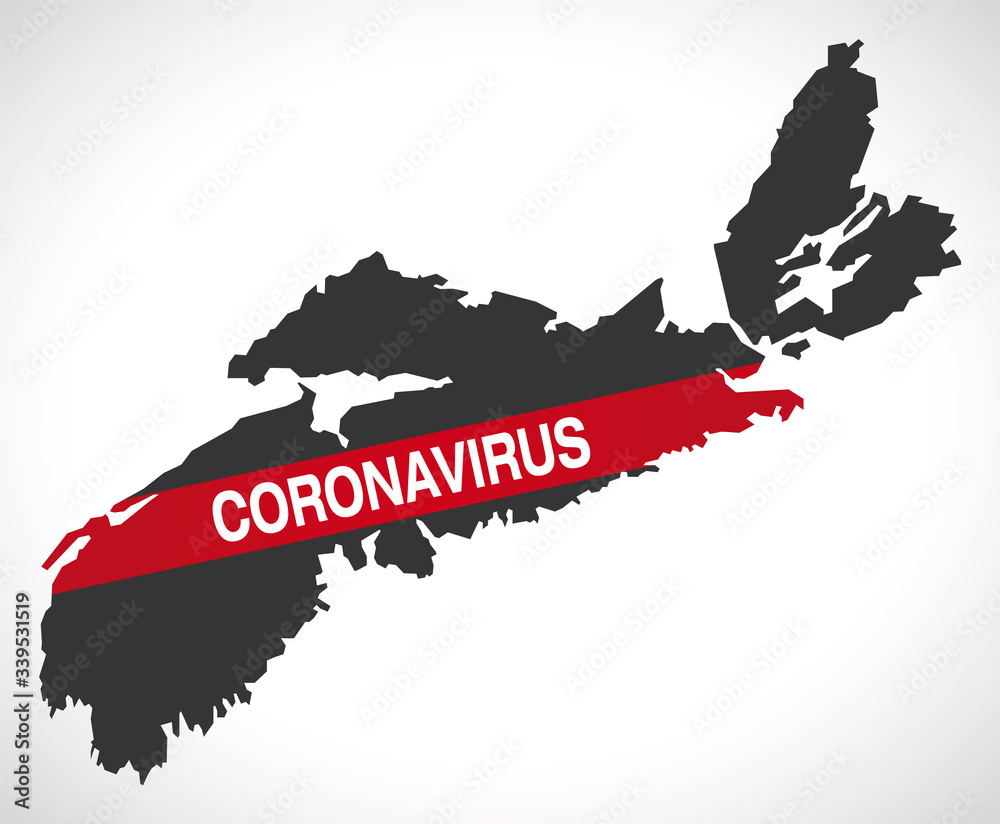 Wall mural nova scotia canada map with coronavirus warning illustration