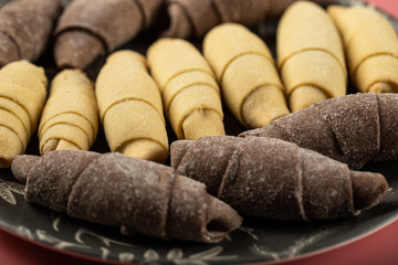 Traditional caucasian sweets mutaki made with vanilla and cocoa dough