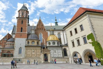 View of the facade of Wawel Cathedral - The Royal Archcathedral Basilica of Saints Stanislaus and Wenceslaus on the Wawel Hill