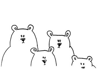 family of bears graphic isolated on white