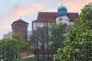 View of Wawel castle in spring, in Krakow, Poland