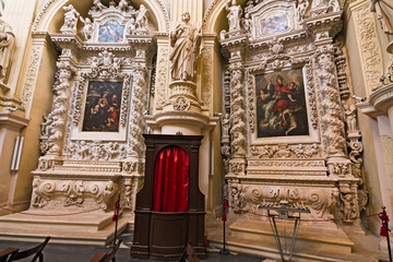 Interior of a baroque church in the city of Lecce in Puglia, Italy.