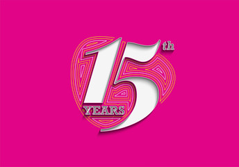 15th Years Anniversary Celebration Vector Design.