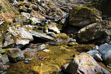 HDR outdoor landscape photography of river with rocks
