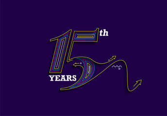15th Years Anniversary Celebration Vector Design.
